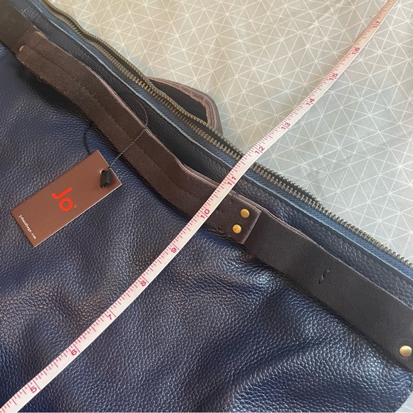 NWT Jo Handbags Drew Tote in Navy Pebbled Leather - Picture 10 of 11